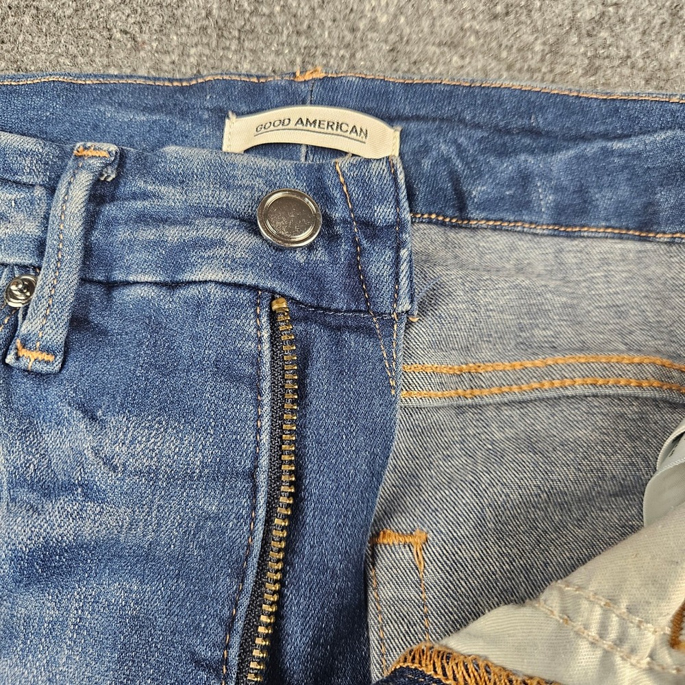 Good American Good Legs Crop Distressed Skinny Jeans Blue 8/29 GLC113T - Picture 6 of 9